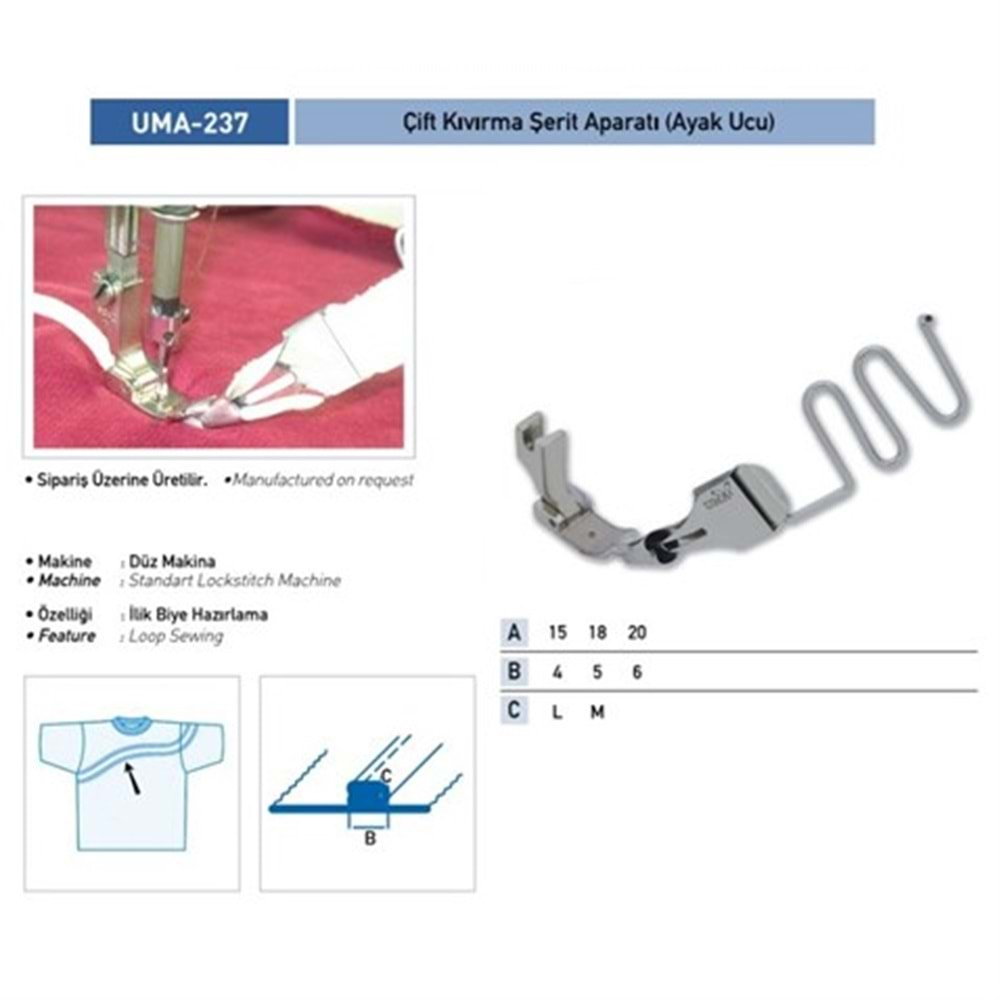 Çift Kıvırma Şerit Apara(Ayak Ucu)20X5mm/UMA-237(KS66)