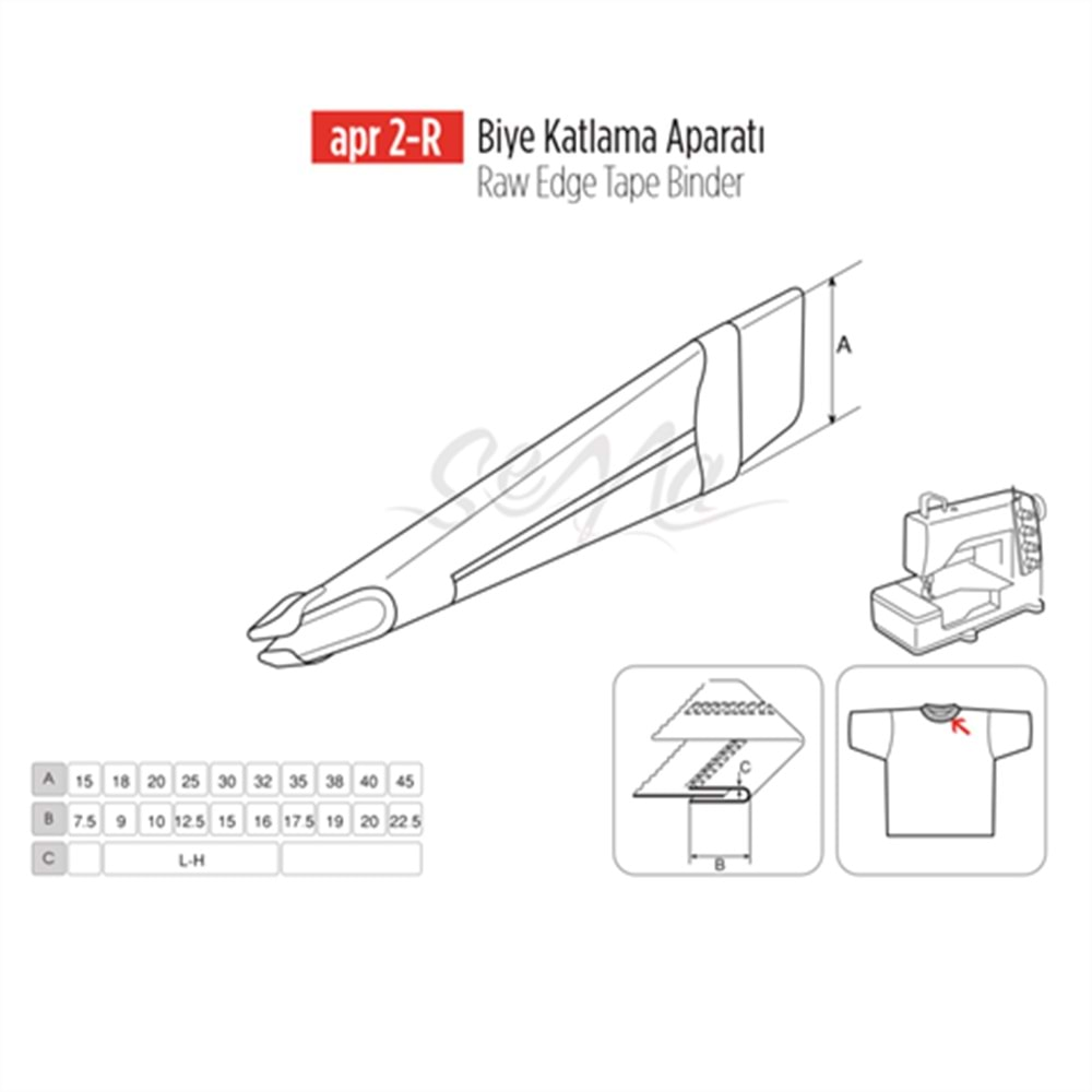 Lastik Biye Katlama Apara 15X7mm / APR 2-R