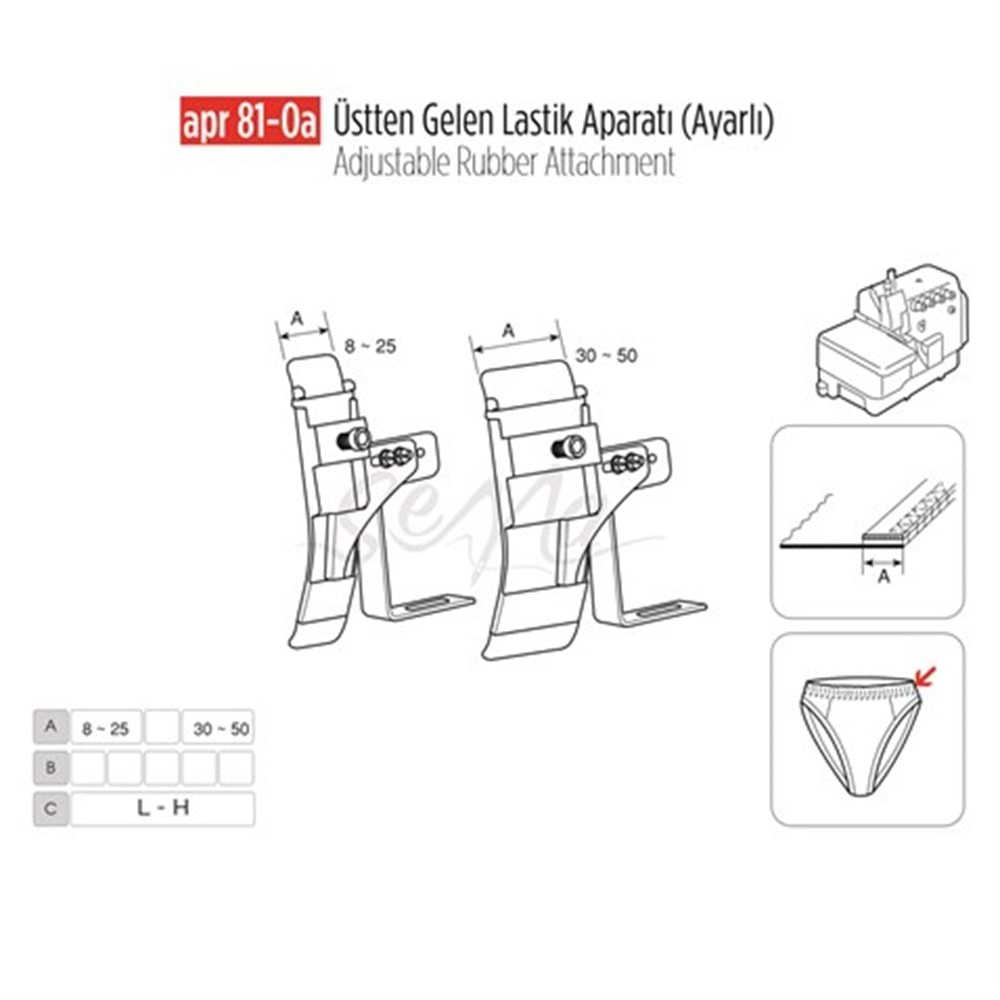 Üstten Gelen Ayarlı Lastik Apara 50Mm/APR81-0(A)