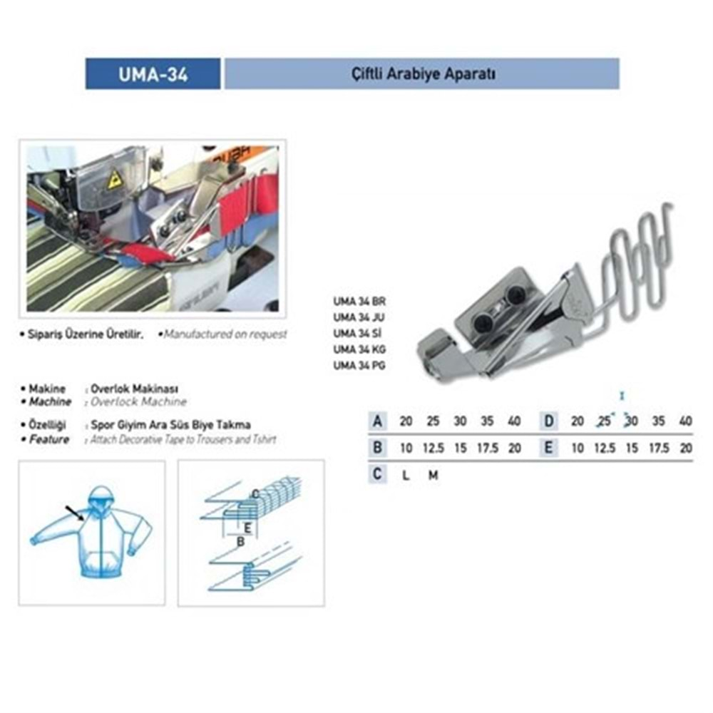 Çift Arabiye Aparatı 20X10mm / UMA-34