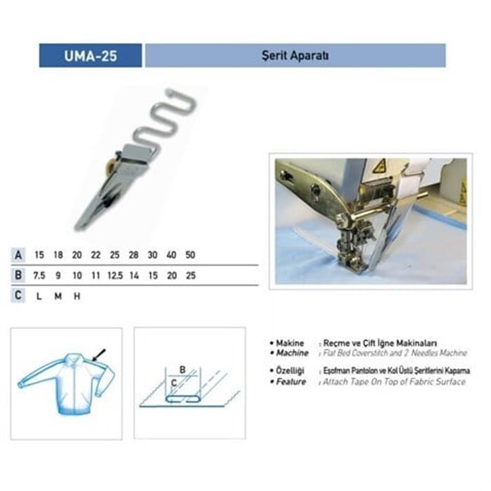 Çiftli Şerit Apara 20X10mm / UMA-25K