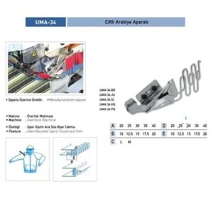 Çift Arabiye Aparatı 25X12mm / UMA-34