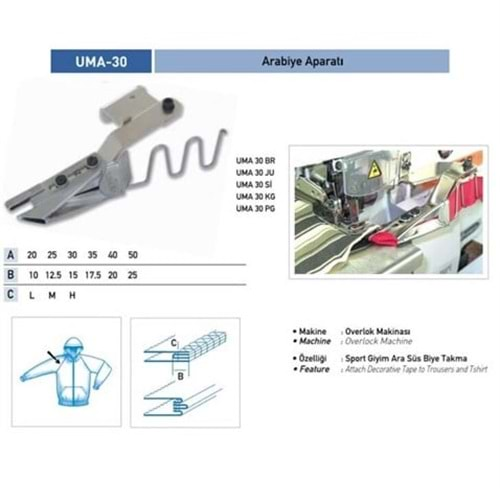 Overlok Arabiye Aparatı 40X20mm / UMA-30