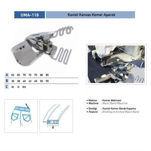 Kavisli Kemer Aparatı 65X35 XH / UMA-118